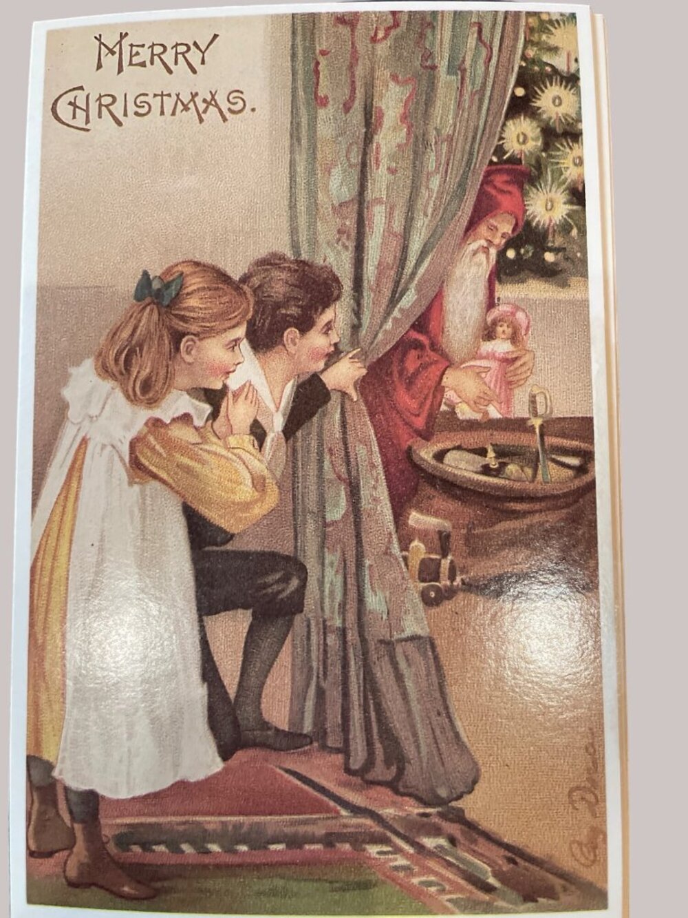 Set of 10  Victorian Christmas & New Year Postcards Set Girls Boys Santa Angels